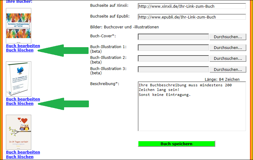 Hilfe - Buch löschen Hilfe - Buch löschen